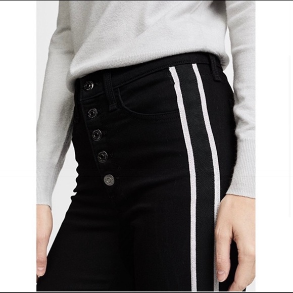 Veronica Beard Carolyn Jean Baby Boot Raven Tuxedo Stripe Jeans 27 - Picture 2 of 9